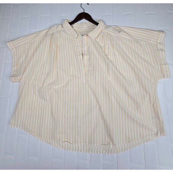 Universal Thread Tan Striped Split Neckline Blouse 4X - Picture 2 of 5
